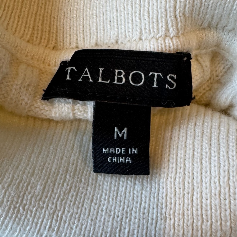 Talbots Cream Cable Knit Turtleneck Sweater Women’s Medium - Picture 7 of 8
